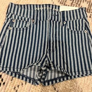 American eagle Navy and White Striped Jean Shorts